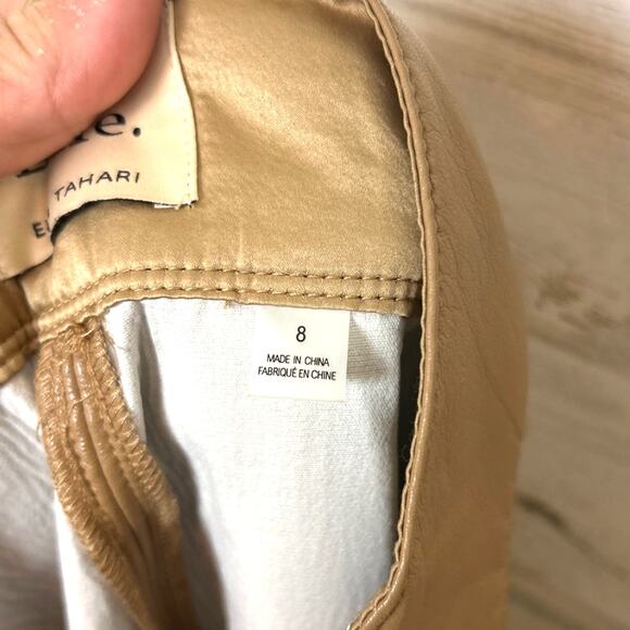 Elie Tahari Womens 8 Tan Vegan Faux Leather Midi Pencil Skirt - Picture 5 of 5